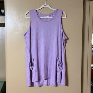 LOGO by Lori Goldstein Lavender Sleeveless Pocket Tank